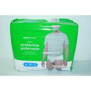 Amazon Basics Mens Protective Underwear 16 Count Size XL 44"- 64" Waist NEW